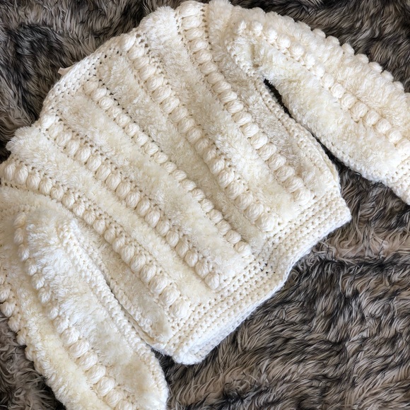 Boho White Acrylic Sweater - Picture 3 of 3